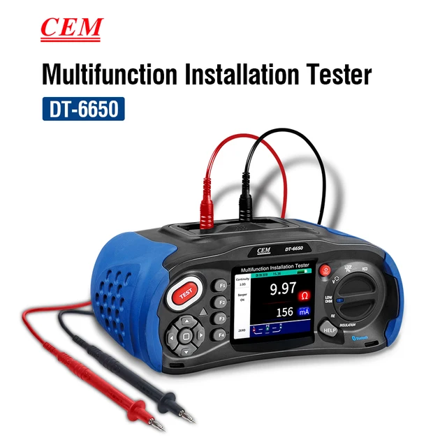 CEM DT-6650 Multifunction Installation Tester With Insulation Resistance Earth Resistance loop Impedance Voltage RCD PFGPSC CEM DT-6650 Multifunction Installation Tester With Insulation Resistance Earth Resistance loop Impedance Voltage RCD PFGPSC